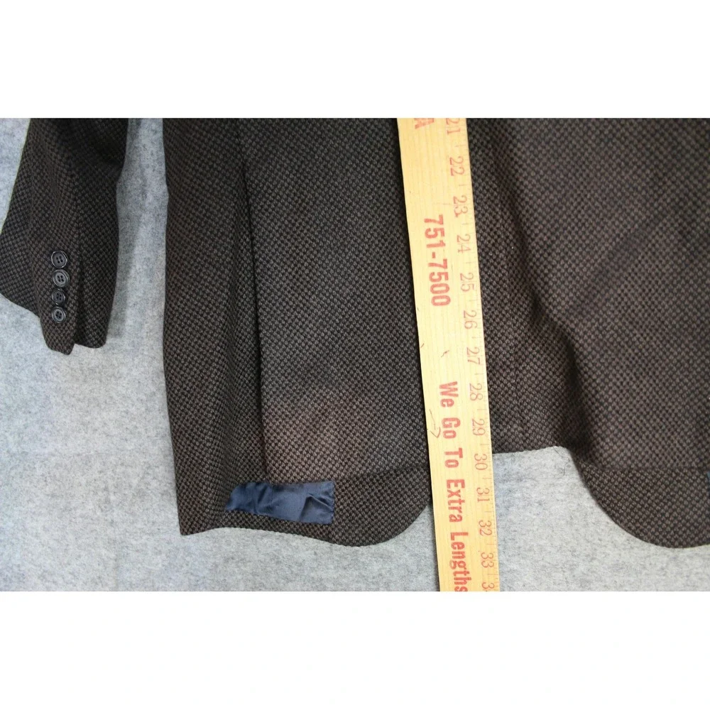VTG Valentino Boutique Blazer Men 38R Brown Check Pure Cashmere Sport Coat Italy - Picture 16 of 16